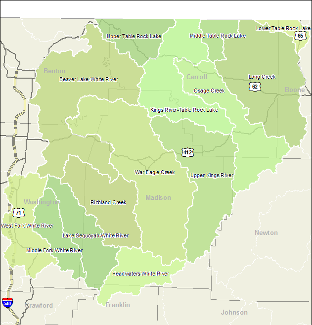 Arkansas Watershed Information System - 8-Digit: 11010001